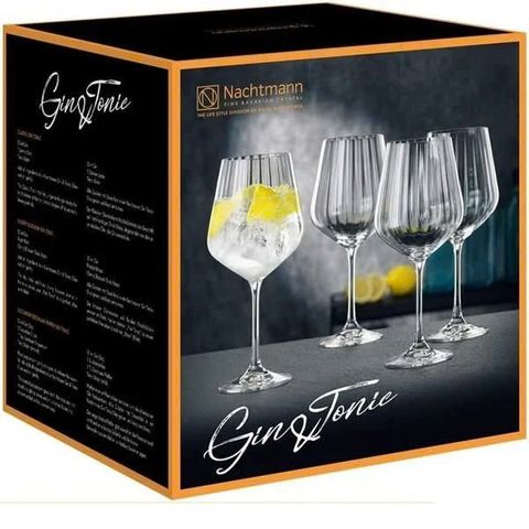 Bộ 4 Ly Pha Lê Nachtmann 102892 Có Rãnh Gin & Tonic - Sang Trọng, Đẹp, Quà Tặng Hoàn Hảo Cho Gia Đình và Bạn Bè