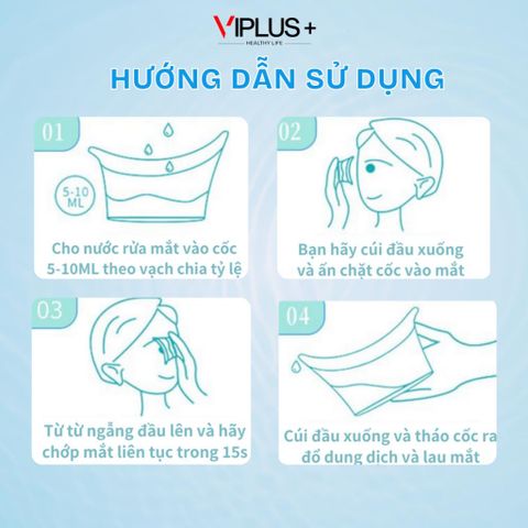 Cốc Rửa Mắt Silicon VIPLUS+ - Nguyên Liệu Dẻo, Thiết Kế Thoải Mái, Hiệu Quả Vệ Sinh Mắt An Toàn và Tiện Lợi