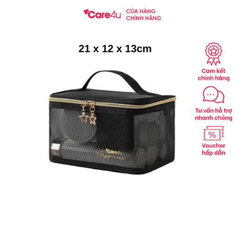 Túi Đựng Mỹ Phẩm Cao Cấp Care4U 21x12x13 cm - Túi Lưới Thanh Lịch, Tiện Lợi Cho Du Lịch và Công Sở, Quà Tặng Hữu Ích