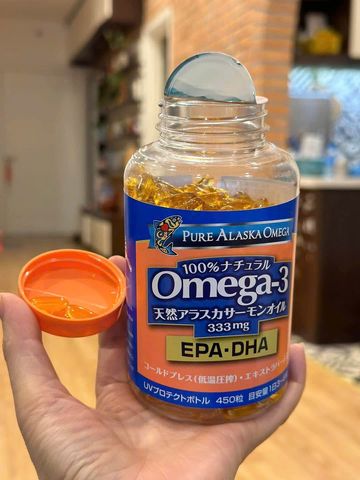 Dầu Cá Hồi Bổ mắt Omega-3  Pure Alaska hàng xách tay Nhật 450 viên