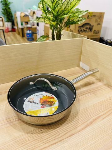 Chảo inox chống dính Nagakawa NAG2604 (26cm) - Đáy 5 lớp - Chất liệu inox 304 - Vung kính chịu nhiệt - Thích hợp dùng trên mọi loại bếp