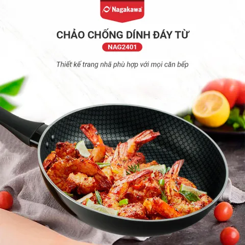 Chảo chống dính  đáy từ Nagakawa NAG2601 (26cm) - Sử dụng mọi loại bếp