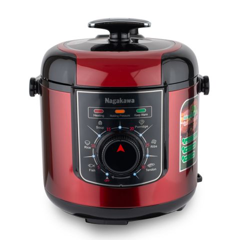 Nồi áp suất điện 6L Nagakawa NAG0205 - Đa năng, thiết kế sang trọng, hẹn giờ nấu, van xả thông minh - Giải pháp nấu ăn an toàn và tiện lợi