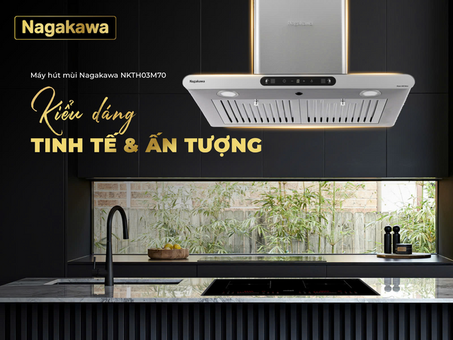 Máy Hút Mùi Cao Cấp Nagakawa NKTH03M70 - Công Nghệ NaSYNC, Động Cơ BLDC, Thiết Kế Sang Trọng, Miễn Phí Lắp Đặt, Bảo Hành 5 Năm