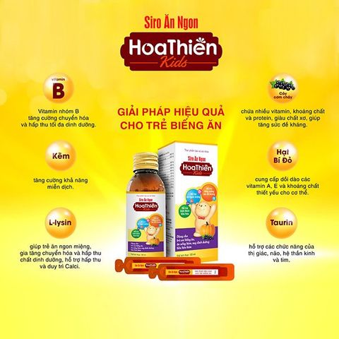 Siro ăn ngon Hoa Thiên chai 120ml cung cấp vitamin cho bé