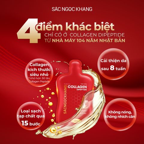 Nước Uống Collagen Dipeptide Sắc Ngọc Khang - Tăng Độ Ẩm, Đàn Hồi Da, Ngăn Ngừa Lão Hóa, 2500mg Collagen - Giải Pháp Làm Đẹp Từ Bên Trong