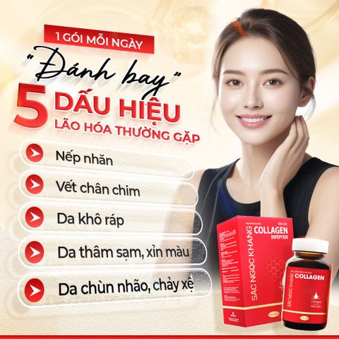 Nước Uống Collagen Dipeptide Sắc Ngọc Khang - Tăng Độ Ẩm, Đàn Hồi Da, Ngăn Ngừa Lão Hóa, 2500mg Collagen - Giải Pháp Làm Đẹp Từ Bên Trong