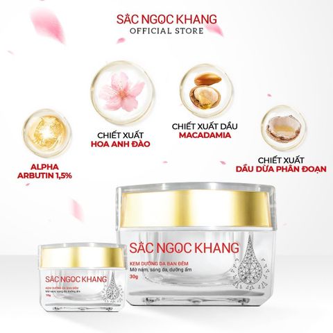 Kem Dưỡng Ban Đêm Sắc Ngọc Khang 30g - Mờ Nám, Tàn Nhang, Chiết Xuất Hoa Anh Đào Nhật Bản, Dưỡng Ẩm Từ Thiên Nhiên