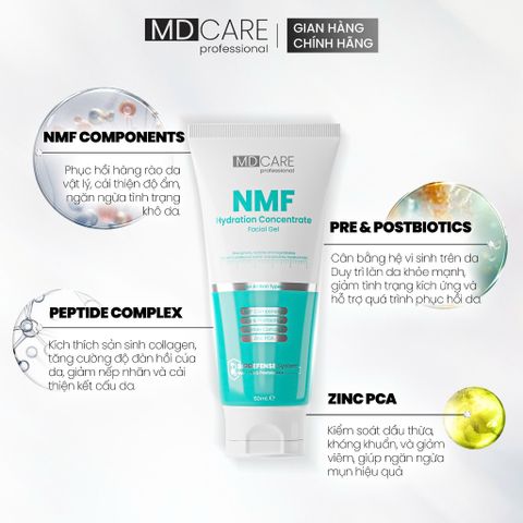 Gel Dưỡng Ẩm MD CARE NMF - Giải Pháp Phục Hồi Da, Kiểm Soát Dầu và Tăng Cường Độ Đàn Hồi - 50ml