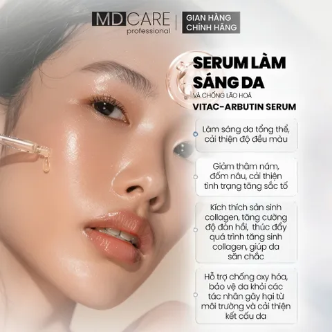 Serum MD CARE VitaC-Arbutin - Serum Dưỡng Sáng Da Chống Lão Hoá 30ml - Giảm Thâm, Đều Màu Da, Kích Thích Collagen