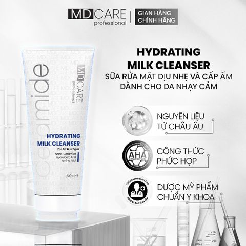 Sữa Rửa Mặt MD CARE Dưỡng Ẩm Dịu Nhẹ Cho Da Nhạy Cảm 200ml - Chứa Nano-Ceramide, Hyaluronic Acid, Giúp Làm Sạch Sâu, Cấp Ẩm Chuyên Sâu