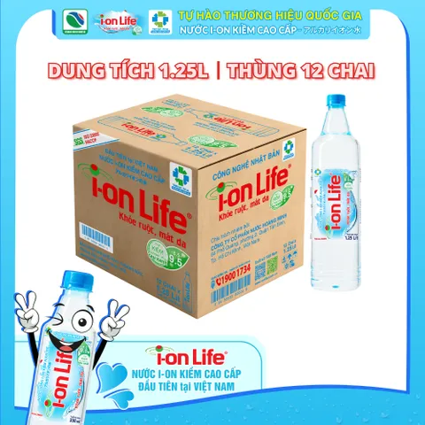 Nước uống ion kiềm thương hiệu i-on Life 1.25L thùng 12 chai công nghệ Nhật bản khỏe ruột mát da