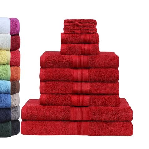 Bộ Khăn Tắm 10 Chiếc GREEN MARK - 100% Cotton Mềm Mại, Thiết Kế Sang Trọng và Chất Lượng Cao, Bao Gồm Khăn Tắm và Găng Tay Rửa Mặt