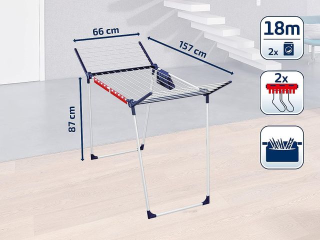 Giàn Phơi Quần Áo Leifheit 81510 Pegasus 180 - Thiết Kế Thông Minh, Chất Liệu Kim Loại Cao Cấp, Tiện Lợi, Đứng Vững, 18m Phơi đồ