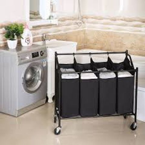 Giỏ Đựng Đồ Giặt Songmics 4 Tui - Xe Lăn Tiện Lợi Cho Gia Đình, Hỗ Trợ Phân Loại Và Tiết Kiệm Thời Gian Giặt Giũ