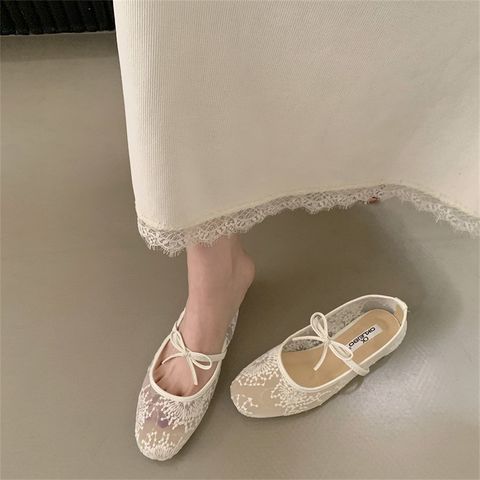 [Sẵn hàng] Giày Bệt Nữ, Giày Búp Bê Lưới, Ren, Mềm Mại, Thoáng Khí, Mẫu Mới 2025