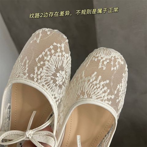 [Sẵn hàng] Giày Bệt Nữ, Giày Búp Bê Lưới, Ren, Mềm Mại, Thoáng Khí, Mẫu Mới 2025