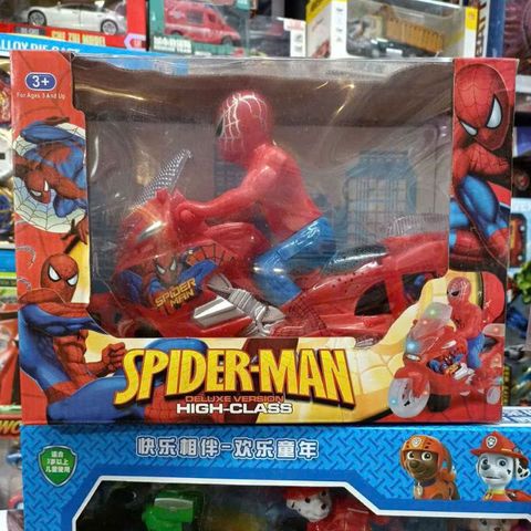 Siêu Nhân Người Nhện Spider-Man Xe Máy Chạy Pin Có Đèn Nhạc - Đồ Chơi Sáng Tạo Cho Trẻ Em HX28198