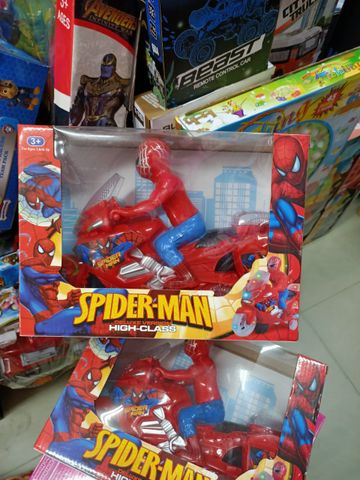 Siêu Nhân Người Nhện Spider-Man Xe Máy Chạy Pin Có Đèn Nhạc - Đồ Chơi Sáng Tạo Cho Trẻ Em HX28198