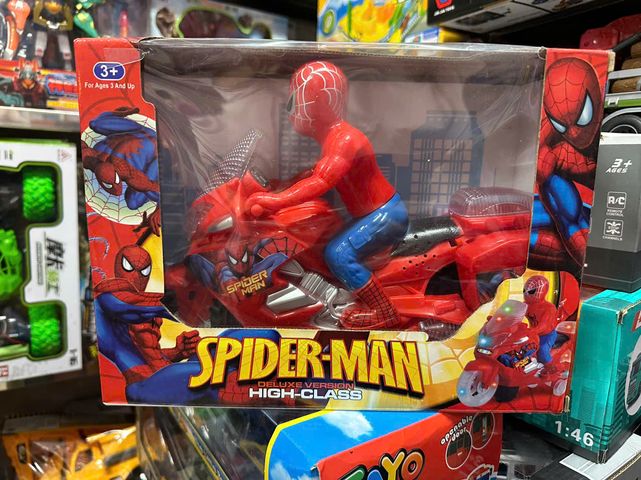 Siêu Nhân Người Nhện Spider-Man Xe Máy Chạy Pin Có Đèn Nhạc - Đồ Chơi Sáng Tạo Cho Trẻ Em HX28198