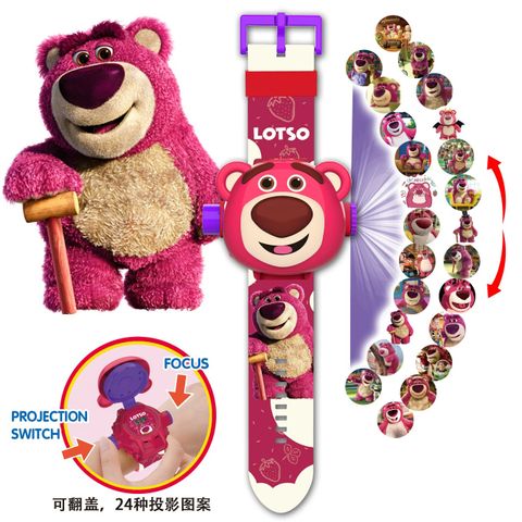 Đồng Hồ Chiếu Hình 3D Siêu Nhân Nhện Gấu Dâu Dễ Thương Cho Bé - Đồ Chơi Giáo Dục, Thiết Kế Sáng Tạo, Thời Gian Vui Chơi