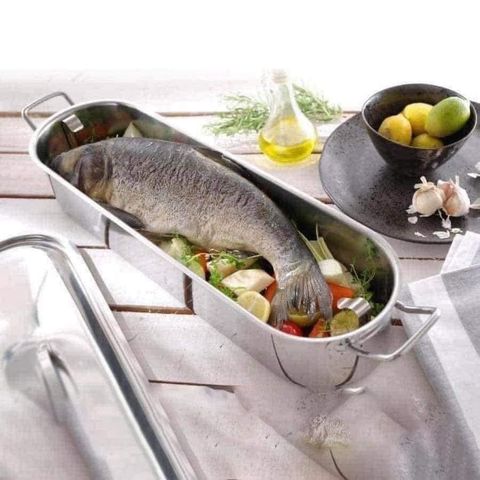Nồi Hấp Cá Kitchen Craft Thép Không Gỉ Cao Cấp Có Nắp Đậy - Dùng Trên Tất Cả Các Loại Bếp, Tiện Ích Hấp Thực Phẩm Tươi Ngon