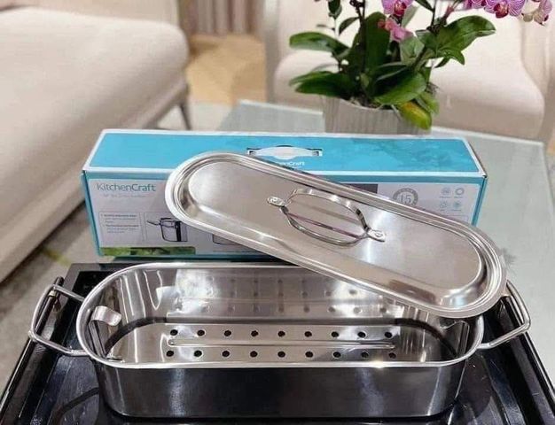 Nồi Hấp Cá Kitchen Craft Thép Không Gỉ Cao Cấp Có Nắp Đậy - Dùng Trên Tất Cả Các Loại Bếp, Tiện Ích Hấp Thực Phẩm Tươi Ngon