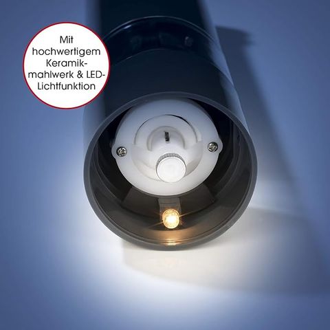 Máy xay muối tiêu GourmetMaxx - Bộ dụng cụ xay gia vị màu đen/trắng, dễ sử dụng, thiết kế thanh lịch, xay hạt thô và mịn.