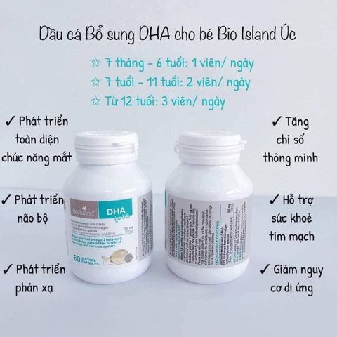 Dầu cá Bio Island DHA For Kids lọ 60v hàng Úc