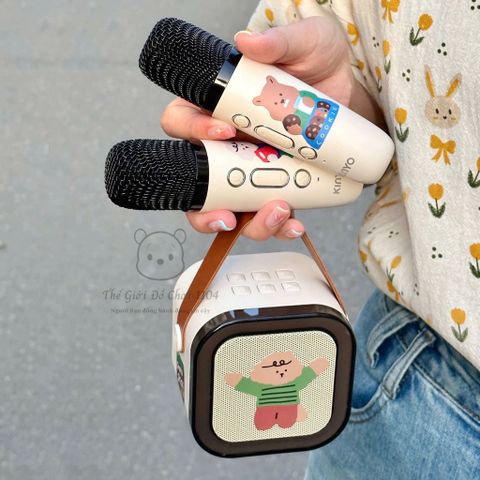 Bộ Loa Karaoke Mini 2 Mic Bluetooth Không Dây - Âm Thanh Sống Động, Pin Sạc Tiện Lợi Cho Giải Trí Mọi Nơi