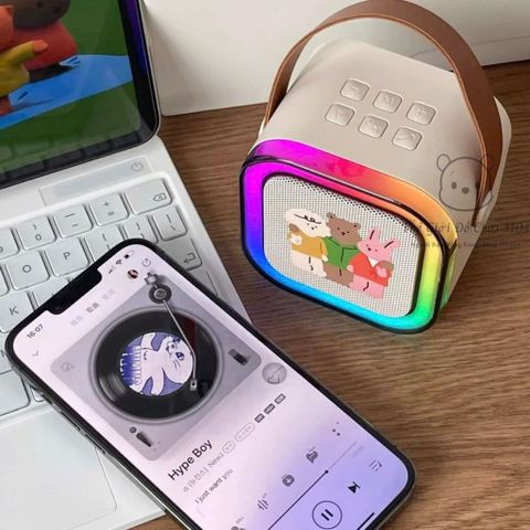 Bộ Loa Karaoke Mini 2 Mic Bluetooth Không Dây - Âm Thanh Sống Động, Pin Sạc Tiện Lợi Cho Giải Trí Mọi Nơi