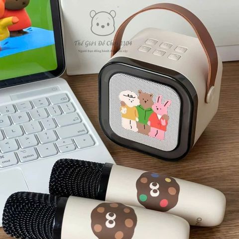 Bộ Loa Karaoke Mini 2 Mic Bluetooth Không Dây - Âm Thanh Sống Động, Pin Sạc Tiện Lợi Cho Giải Trí Mọi Nơi