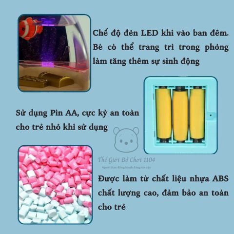 Đồ chơi bể cá mini kèm bộ câu cá, phát triển trí tuệ cho bé, hồ cá điện tử mô phỏng đại dương