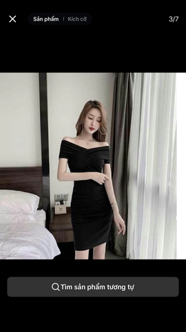Váy đầm body trễ vai tay ngắn nhún eo
