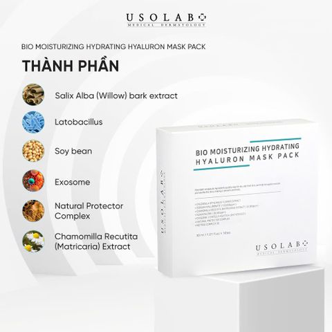 Mặt nạ Cấp Ẩm Usolab - 10 Miếng Dưỡng Ẩm Cho Làn Da Khô Ráp, Giúp Da Mềm Mịn và Sáng Hồng, Chứa Hyaluronic Acid
