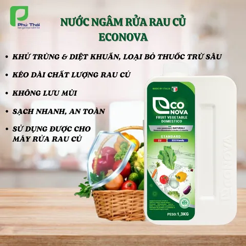 Nước ngâm rửa rau củ quả Econova (Chai 1.3kg)