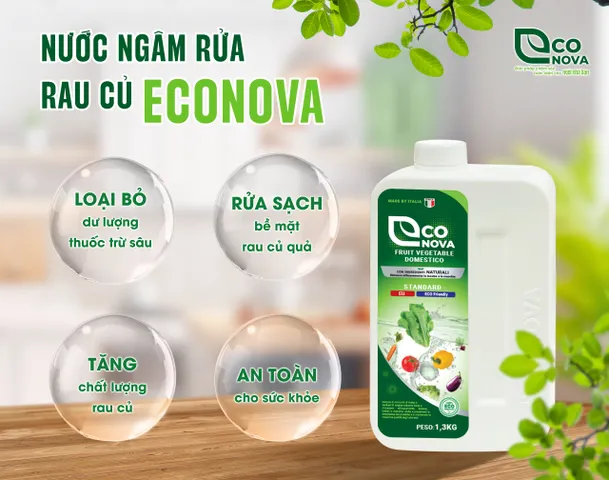 Nước ngâm rửa rau củ quả Econova (Chai 1.3kg)