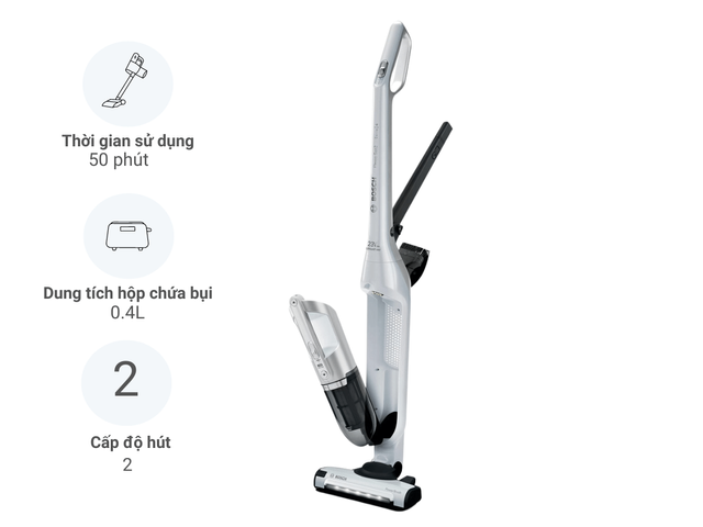 Máy Hút Bụi Không Dây Bosch BCH3P2301 - 2 Trong 1 Linh Hoạt, Đèn LED, Pin Lithium-ion, Dễ Dàng Vệ Sinh Mọi Bề Mặt