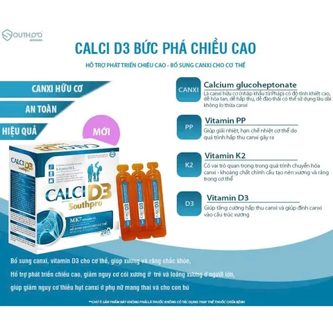Calci D3 southpro giúp tăng cường chiều cao cho trẻ