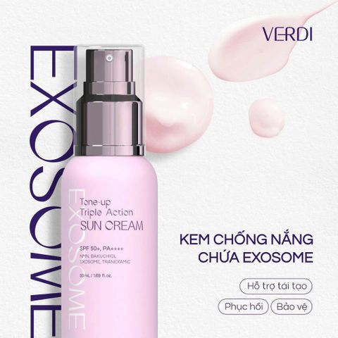 Kem chống nắng Verdi Exosome Tone Up Triple Action 50ml - Bảo vệ da chống UVA/UVB, Làm sáng và Dưỡng ẩm da tự nhiên