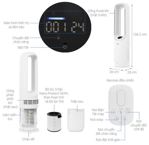 Máy lọc không khí Philips AMF765/30 40W - Lọc không khí hoàn hảo cho phòng 70m2, công nghệ NanoProtect HEPA và điều khiển từ xa qua app