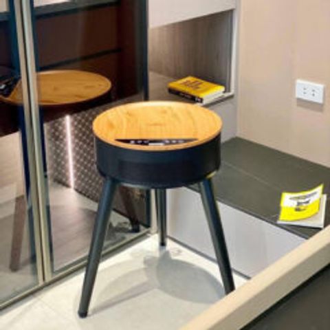 Quạt Sưởi Gốm Unold Henry 86545 - Bàn Trang Trí Kiêm Quạt Sưởi 2000W - Thiết Kế Đen Vân Gỗ, Tiết Kiệm Năng Lượng, Điều Khiển Từ Xa