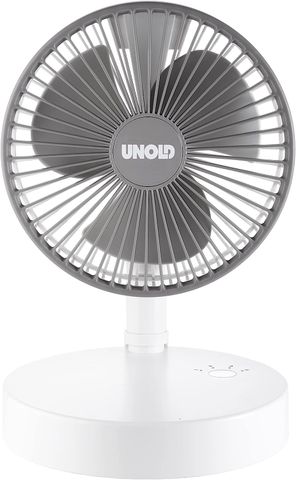 Quạt Tích Điện Gấp Gọn Unold 86720 - Quạt Di Động Có Pin, Điều Chỉnh Cao Thấp, Nhiều Chế Độ Tốc Độ, Sạc Thiết Bị Di Động