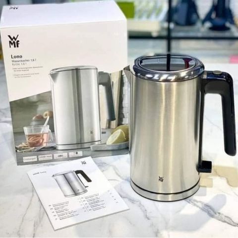 Ấm Siêu Tốc WMF Lono Inox 1,6L - Bình Đun Nước Điện 2400W Chất Liệu Thép Không Gỉ, Thiết Kế Đục Rỗng An Toàn, Dung Tích Lý Tưởng cho Gia Đình