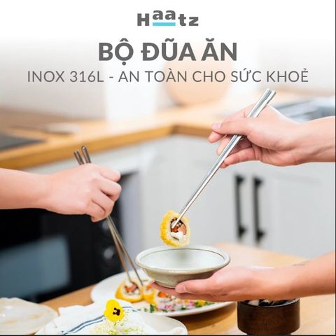 Bộ Đũa Inox 316L Haatz HCS079 (CIM316) - Set 10 Đôi Chống Trượt, Siêu Bền, An Toàn Cho Sức Khỏe, Bảo Hành 24 Tháng