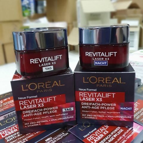 Cặp kem dưỡng ngày đêm Loreal Revitalift Laser X3 Đức 50ml