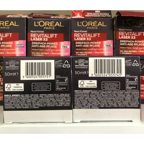 Cặp kem dưỡng ngày đêm Loreal Revitalift Laser X3 Đức 50ml