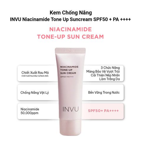 Kem Chống Nắng Nâng Tone INVU Niacinamide Tone-Up SPF50+ PA++++ 50ml - Bảo Vệ Da Tối Đa, Làm Rạng Rỡ Làn Da Mỗi Ngày