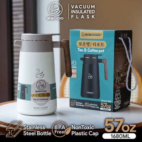 Bình Giữ Nhiệt 2Good B68 1680ml - Phích Pha Trà Inox 304, Giữ Nhiệt 24 Giờ, Công Nghệ Hiển Thị Nhiệt Độ One Touch, Bảo Hành 2 Năm