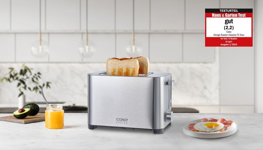 Máy Nướng Bánh Mỳ Caso Classico T2 Duo - Nướng Sandwich 2 Lát, 5 Mức Chọn, Chức Năng Hâm Nóng và Rã Đông, Công Suất 850W